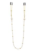 TABOOM Пинцет для сосков с жемчужиной и роскошной цепочкой (золото)