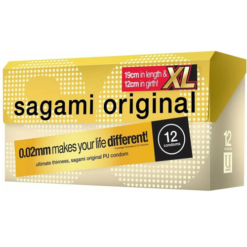 Презервативы Sagami Original 002 Extra Large полиуретановые, увеличенного размера 12 шт.