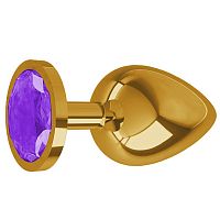 Анальная втулка Gold с Фиолетовым кристаллом большая /530-08 PURPLE-DD 