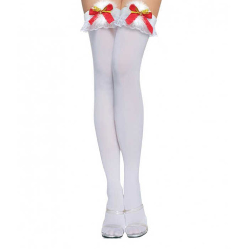 Чулки новогодние с бубенчиками, красные  - OS