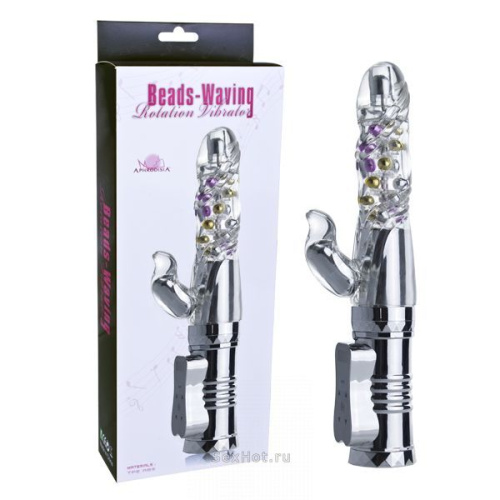 Вибратор многофункциональный "Beads-waving", серебро фото 2