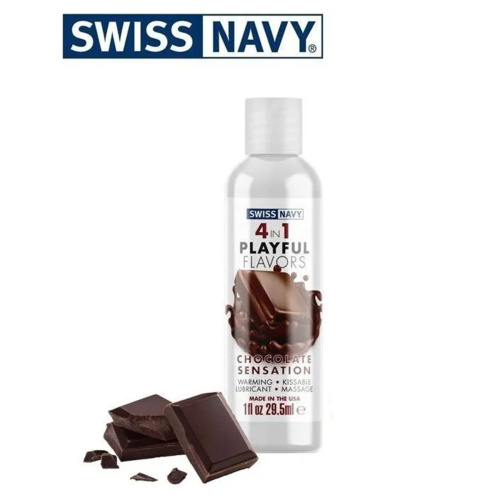 Swiss Navy Массажный гель для тела Playful flavors 4 в 1 , Шоколад, 29,5 мл фото 3