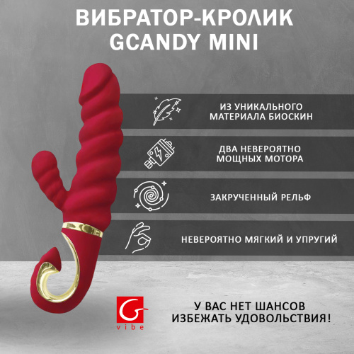 Gvibe Gcandy Mini - Витой вибратор с клиторальным стимулятором, 19х3.5 см фото 3