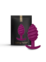 Gvibe Gplug Twist 2 Raspberry витая силиконовая анальная пробка для ношения, 10.5х3.9 см 10585
