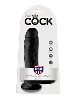 5507-23 PD / Фаллоимитатор с мошонкой на присоске черный King Cock 8 Cock with Balls Black