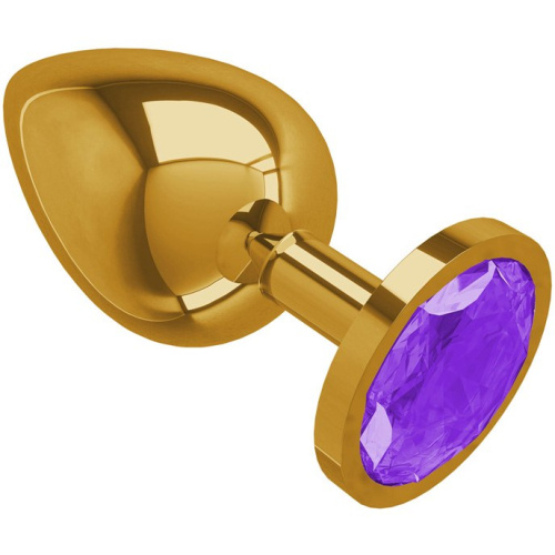 Анальная втулка Gold с Фиолетовым кристаллом большая /530-08 PURPLE-DD 