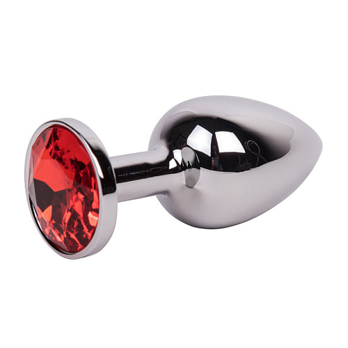 Мини-плаг из стали с красным кристаллом Rosebud Silver M 002 RY