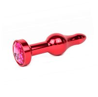Красная анальная втулка "ANAL JEWELRY", кристалл розовый