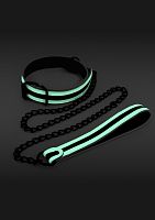 Ошейник с поводком светится в темноте Collar and Leash - Green