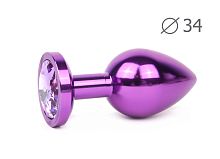 VIOLET PLUG MEDIUM (втулка анальная), L 82 мм D 34 мм, цвет кристалла светло-фиолетовый,VM-15