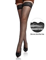 Черные сетчатые чулки с ажурной резинкой 3546-1