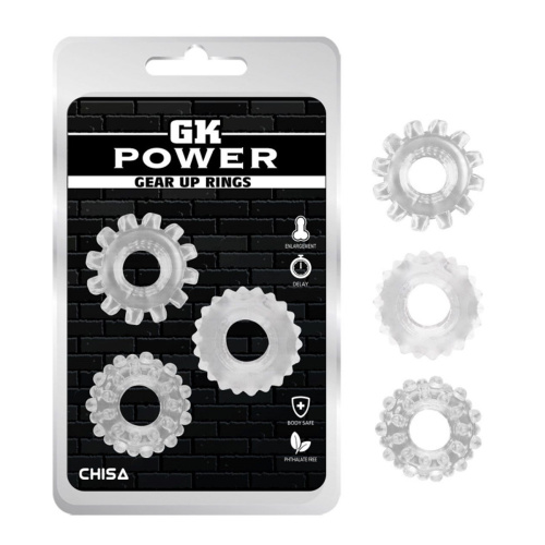 Набор из 3 эрекционных колец Gear Up Rings, прозрачный 370395710 фото 2
