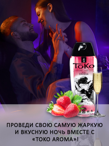 Лубрикант на водной основе "Тoko Aroma", вкус шампанское-клубника 165мл	 фото 4