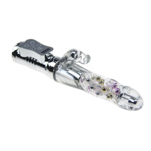 Вибратор многофункциональный "Beads-waving", серебро