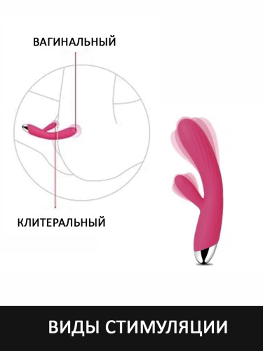 SVAKOM Вибратор Angel с ребристым стволом, клиторальным отростком и нагревом 19 см, ярко-розовый фото 9