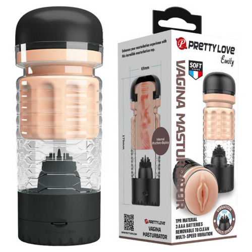 Мастурбатор вагина с вибрацией Pretty Love Emily, черный BM-00900T65 фото 3