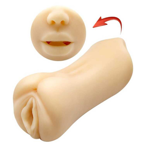 Двойной мастурбатор вагина и ротик Gemini, телесный 009215U