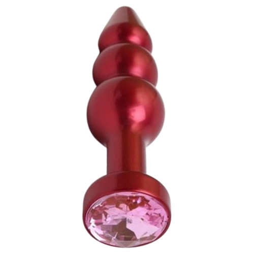 Мини-плаг красный с фуксия кристаллом Rosebud Mixed  фото 2