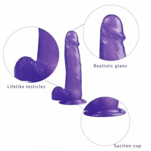 Фаллоимитатор фиолетовый с мошонкой на присоске 3100P LV  фото 3