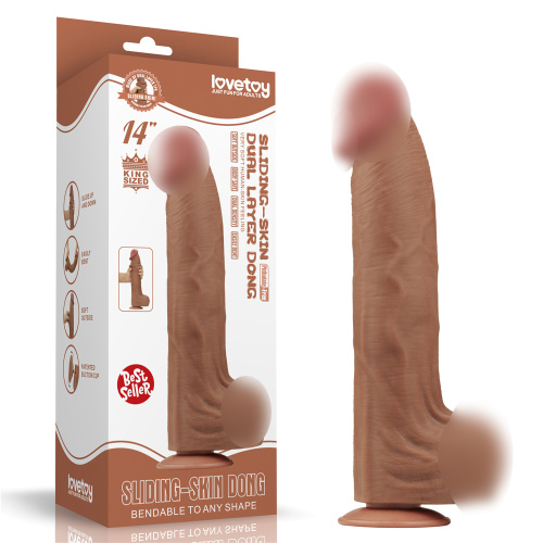 14-дюймовый фаллоимитатор со скользящей кожей - коричневый 317064 LV фото 8