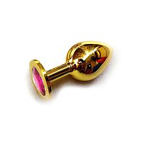 Анальная пробка "ANAL JEWELRY", золотая, кристалл рубин