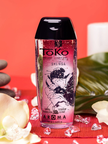 Лубрикант на водной основе "Тoko Aroma", вкус шампанское-клубника 165мл	 фото 6