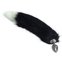 Металлический анальный хвост Черно белый 5439S LV 