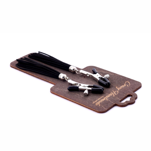 ЗАЖИМЫ НА СОСКИ (ПРИЩЕПКИ) С КИСТОЧКАМИ ИЗ ЗАМШИ (ЧЕРНЫЙ), арт. CH-8201