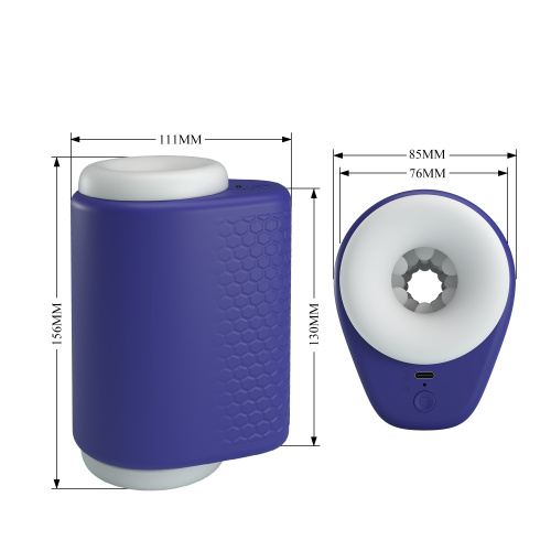 Автоматический вибромастурбатор c функцией сжатия, синий фото 2