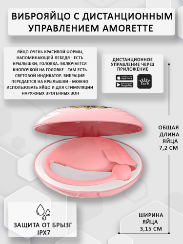 Вибрирующее яйцо Zalo Amorette с дистанционным управлением Pink фото 3