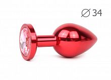 RED PLUG MEDIUM (втулка анальная), L 82 мм D 34 мм, вес 100г, цвет кристалла розовый, арт. RM-02