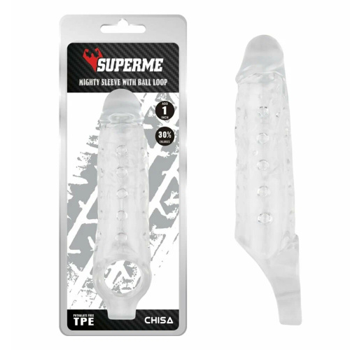 Насадка на пенис Mighty Sleeve With Ball Loop-Clear фото 2 Насадка на пенис Mighty Sleeve With Ball Loop-Clear фото 2